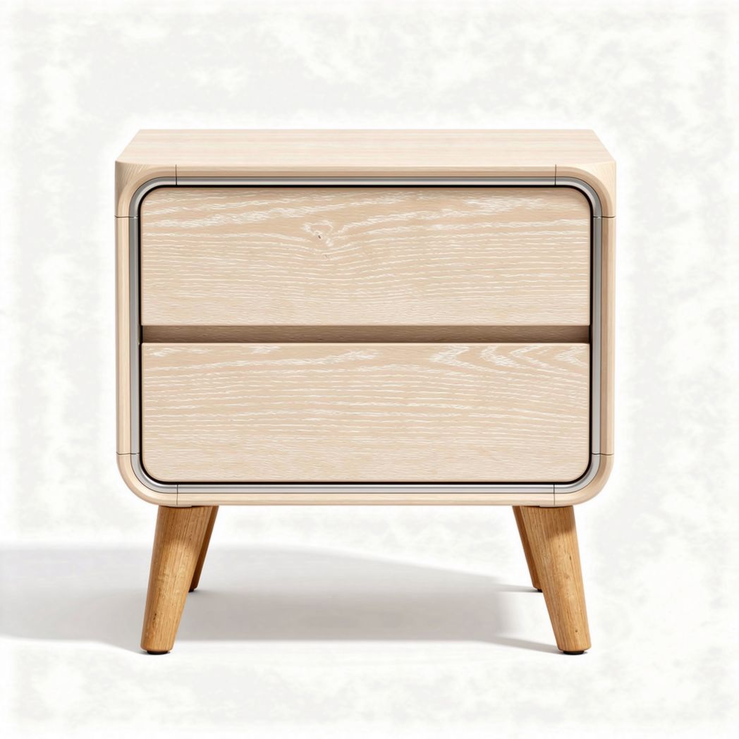 Wooden nightstand with two drawers and natural finish 40 x 45 x 40cm