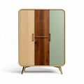 Wooden wardrobe with four color panels and gold metal handles 80 x 40 x 120cm