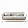 Fabric sofa with wood base and two cushions in neutral color 200 x 80 x 85cm