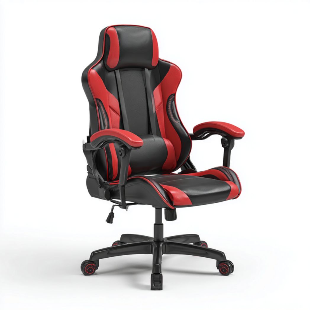 Ergonomic gaming chair with adjustable lumbar support in teal and gray 70 x 70 x 120cm