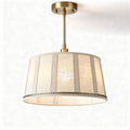 Gold pendant light with fabric shade for dining room 30 x 30 x 25cm