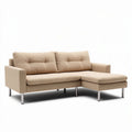 Sectional sofa in beige fabric with metal legs 210 x 90 x 85cm
