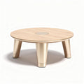 Round wooden coffee table with gold legs for living room 80 x 80 x 30cm